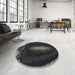 Round Machine Washable Transitional Silver Gray Rug in a Office, wshpat188