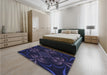 Patterned Deep Periwinkle Purple Rug in a Bedroom, pat189blu