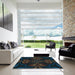 Square Patterned Midnight Gray Rug in a Living Room, pat189lblu