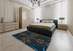 Patterned Midnight Gray Rug in a Bedroom, pat189lblu