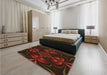 Patterned Red Brown Rug in a Bedroom, pat189org