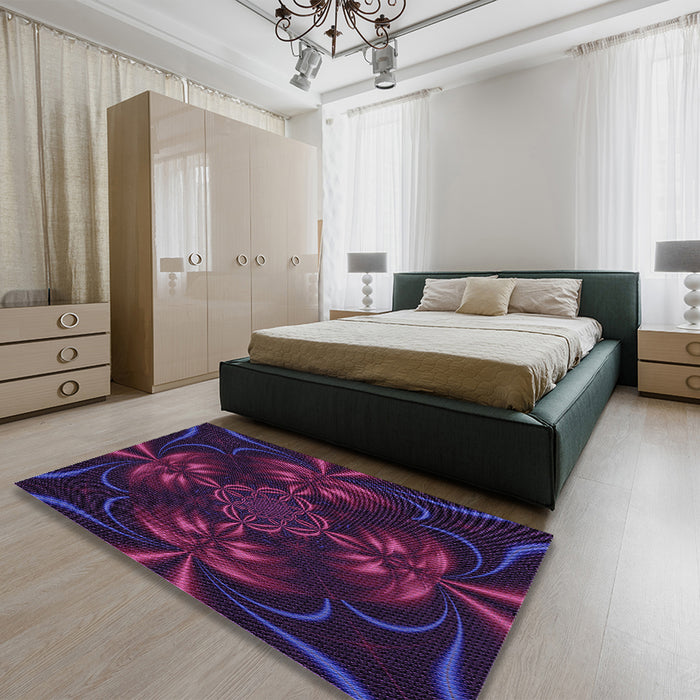 Patterned Purple Rug in a Bedroom, pat189pur
