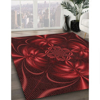 Patterned Saffron Red Rug, pat189rd