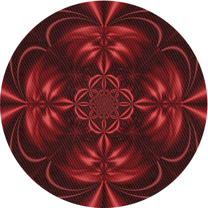 Square Patterned Saffron Red Rug, pat189rd