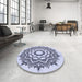 Round Patterned Lavender Blue Rug in a Office, pat1890blu