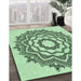 Machine Washable Transitional Mint Green Rug in a Family Room, wshpat1890grn