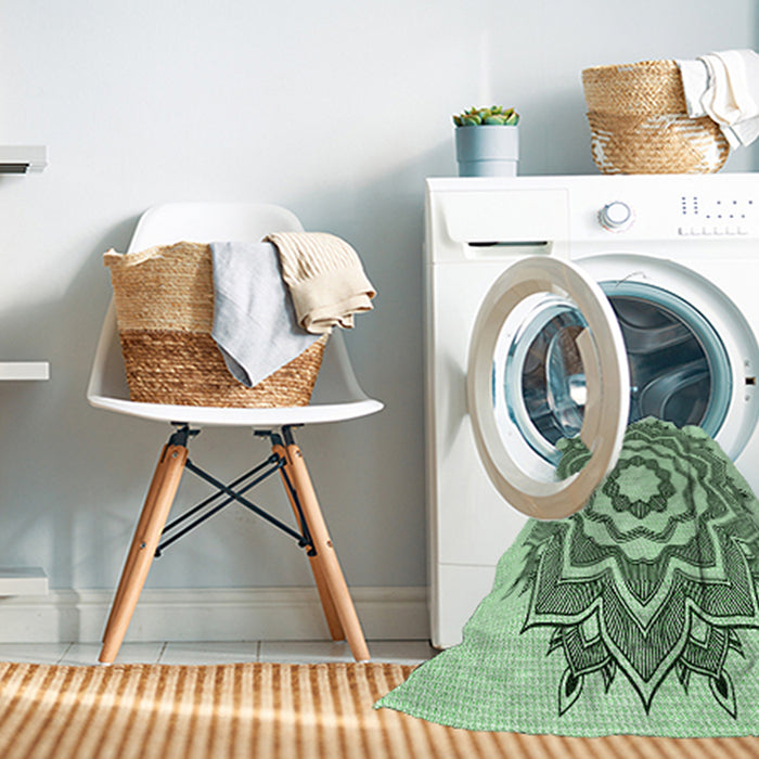 Machine Washable Transitional Mint Green Rug in a Washing Machine, wshpat1890grn