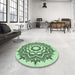 Round Patterned Mint Green Rug in a Office, pat1890grn