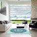 Square Patterned Deep-Sea Green Rug in a Living Room, pat1890lblu