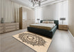 Patterned Sienna Brown Rug in a Bedroom, pat1890org