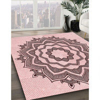 Patterned Light Rose Pink Rug, pat1890rd