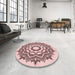 Round Patterned Light Rose Pink Rug in a Office, pat1890rd