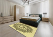 Patterned Mustard Yellow Rug in a Bedroom, pat1890yw