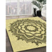 Machine Washable Transitional Mustard Yellow Rug in a Family Room, wshpat1890yw