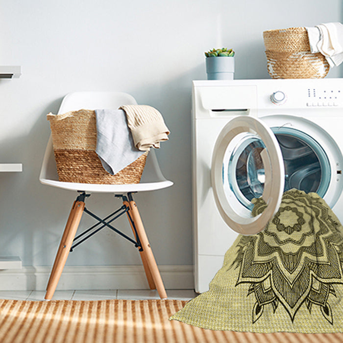 Machine Washable Transitional Mustard Yellow Rug in a Washing Machine, wshpat1890yw