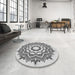 Round Patterned Ash Gray Novelty Rug in a Office, pat1890