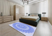 Patterned Sky Blue Rug in a Bedroom, pat1891blu