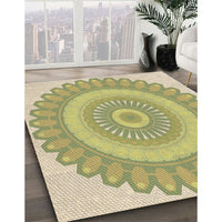 Patterned Brown Gold Rug, pat1891brn