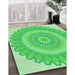 Machine Washable Transitional Neon Green Rug in a Family Room, wshpat1891grn