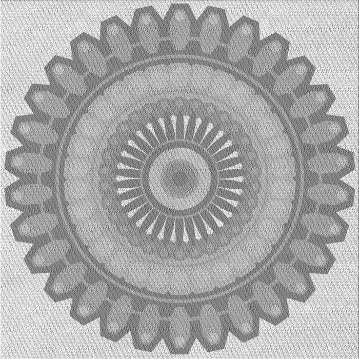 Round Patterned Platinum Silver Gray Rug, pat1891gry