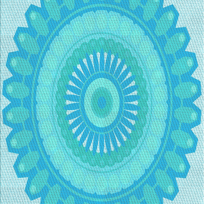 Patterned Bright Turquoise Blue Rug, pat1891lblu