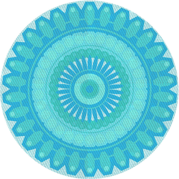 Square Machine Washable Transitional Bright Turquoise Blue Rug in a Living Room, wshpat1891lblu