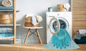 Machine Washable Transitional Bright Turquoise Blue Rug in a Washing Machine, wshpat1891lblu