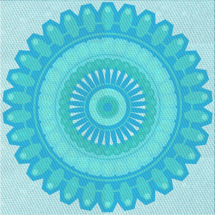 Round Patterned Bright Turquoise Blue Rug, pat1891lblu