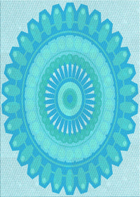 Machine Washable Transitional Bright Turquoise Blue Rug, wshpat1891lblu