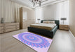 Patterned Purple Mimosa Purple Rug in a Bedroom, pat1891pur