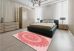 Patterned Pastel Pink Rug in a Bedroom, pat1891rd