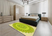 Round Machine Washable Transitional Pistachio Green Rug in a Office, wshpat1891yw