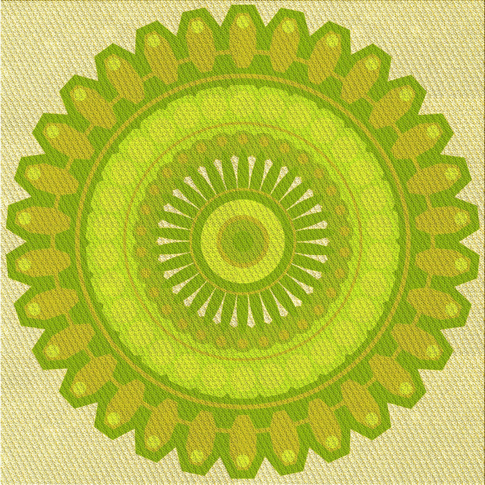 Round Patterned Pistachio Green Rug, pat1891yw