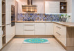 Patterned Blue Novelty Rug in a Kitchen, pat1891