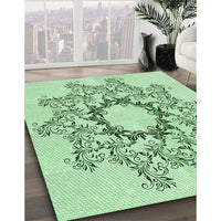 Patterned Mint Green Rug, pat1892grn
