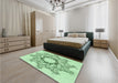 Patterned Mint Green Rug in a Bedroom, pat1892grn