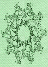 Machine Washable Transitional Mint Green Rug, wshpat1892grn