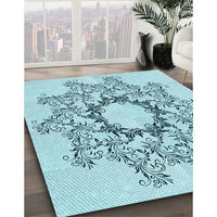 Patterned Electric Blue Rug, pat1892lblu