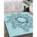 Patterned Electric Blue Rug in Family Room, pat1892lblu