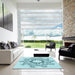 Machine Washable Transitional Electric Blue Rug in a Kitchen, wshpat1892lblu