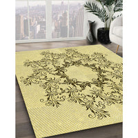 Patterned Caramel Brown Rug, pat1892yw