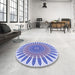 Round Patterned Periwinkle Purple Rug in a Office, pat1893blu