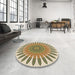 Round Patterned Light Brown Rug in a Office, pat1893brn