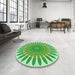 Round Patterned Jade Green Rug in a Office, pat1893grn