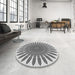 Round Patterned Gray Rug in a Office, pat1893gry