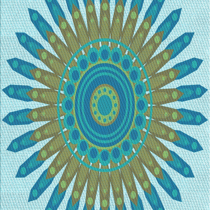 Patterned Deep-Sea Green Rug, pat1893lblu