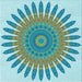 Round Patterned Deep-Sea Green Rug, pat1893lblu