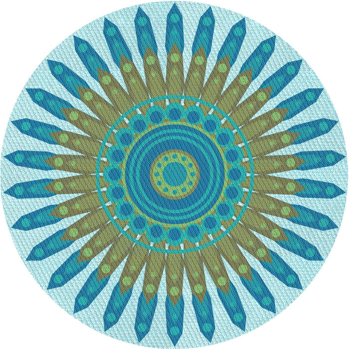 Square Patterned Deep-Sea Green Rug, pat1893lblu