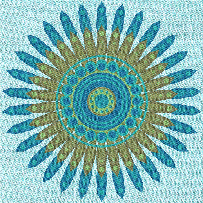 Round Machine Washable Transitional Deep-Sea Green Rug, wshpat1893lblu