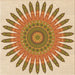 Round Patterned Brown Gold Rug, pat1893org